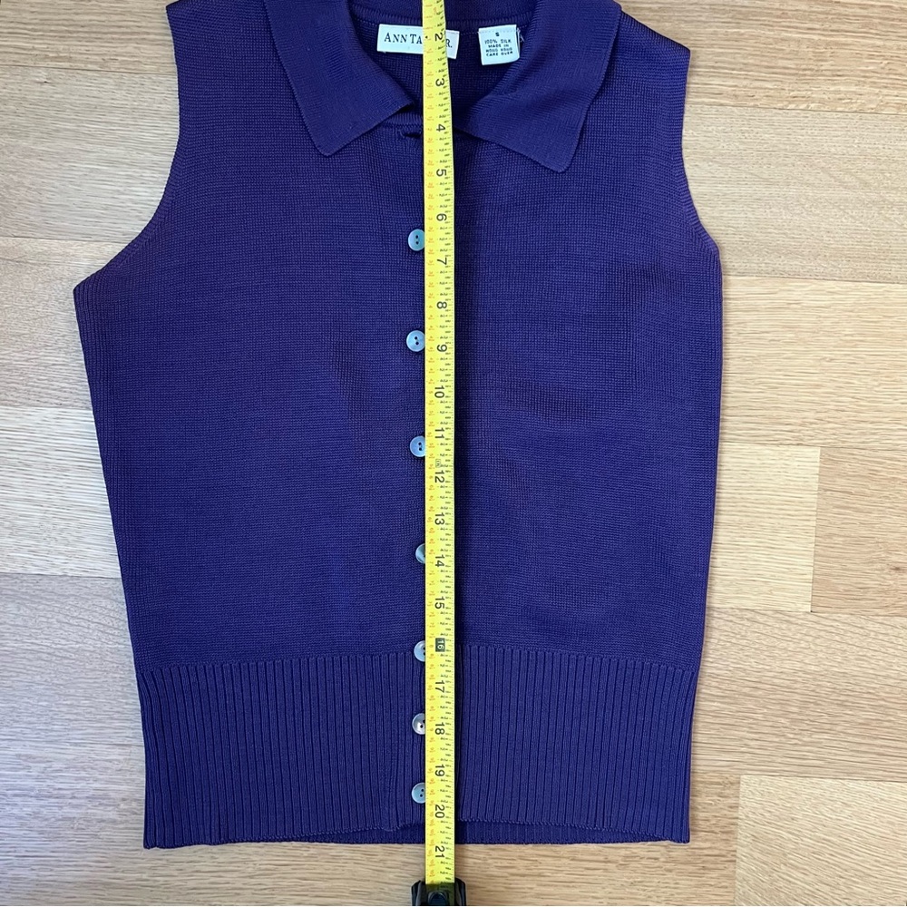 Vintage Ann Taylor 100% Silk Purple Sleeveless Button-Down Blouse Size Small - Picture 4 of 5